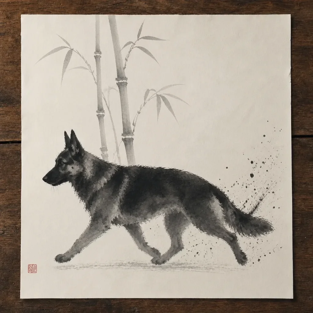 Ink dog painting example