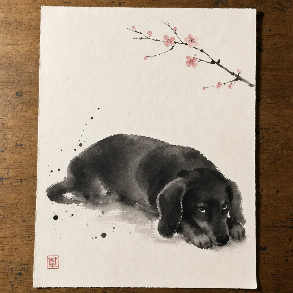 Ink dog painting example