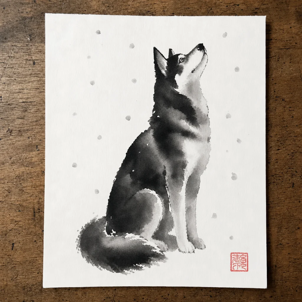 Ink dog painting 4