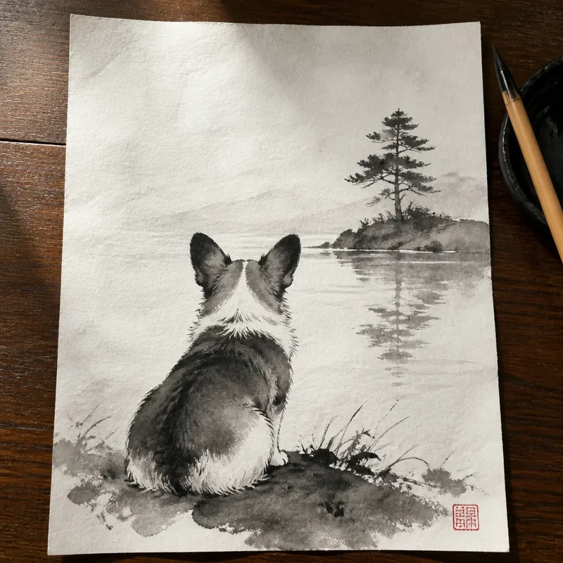 Ink dog painting 5