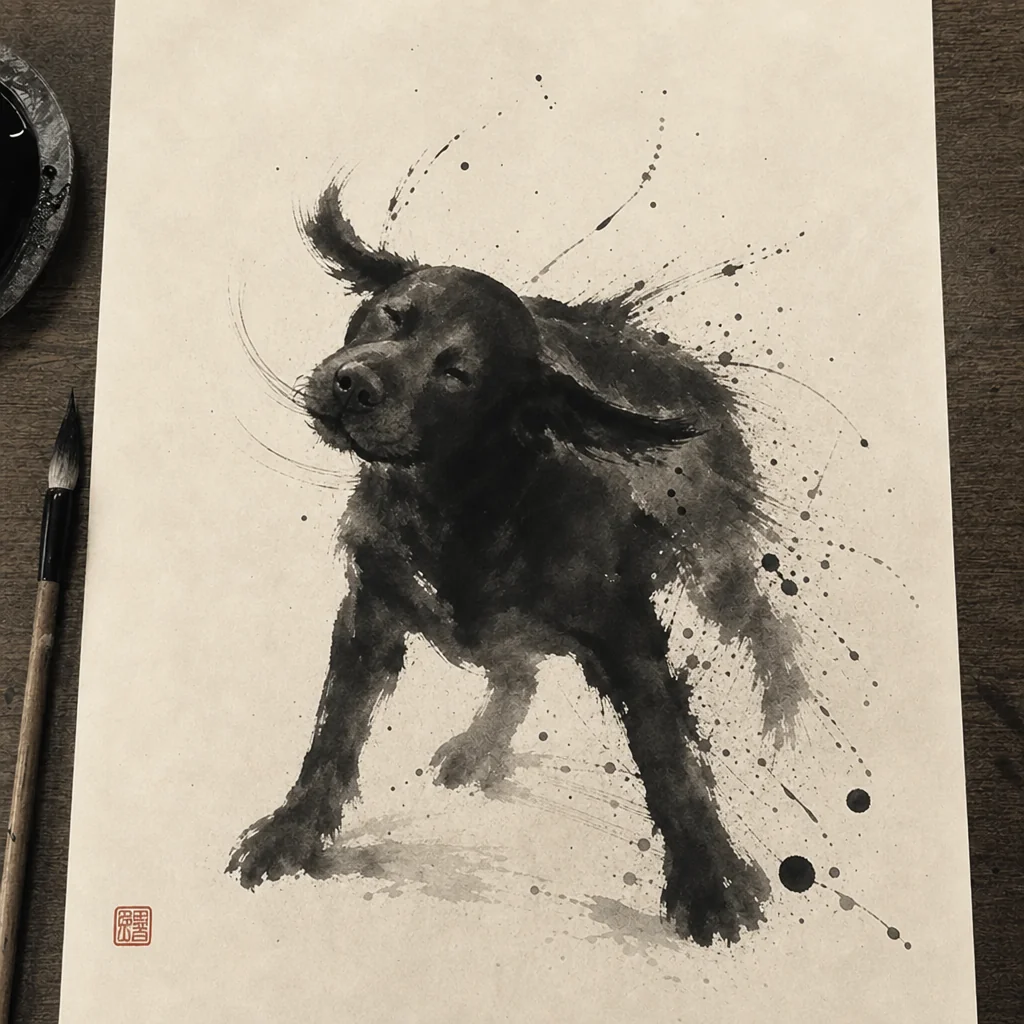 Ink dog painting 6